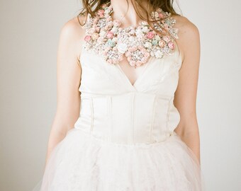 Bridal Statement Necklace - Wedding Necklace - Statement Necklace - Flower Necklace - Bridal Flower Necklace - Wedding Accessory