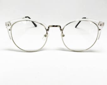 High Quality Womens Mens Ray Ban Clubmaster Clear Transparent Eye Glasses Half Frames Trendy Hipster Retro Vintage Deadstock Style