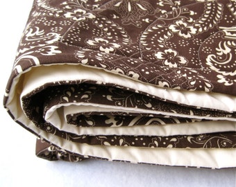 Brown Organic Baby Quilt - Eco Friendly Baby Crib Bedding in Dark Espresso Chocolate - Modern Woodland Kids Nursery Decor