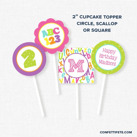 Abc123 Cupcake Toppers Alphabet Party Decorations Alphabet