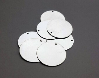 7 Silver Circle Stamping Blanks - 1 Inch - Metal Stamping Hand Stamping Jewelry Metal Work Hand Stamped Charms Pendants - Bella Mia Beads