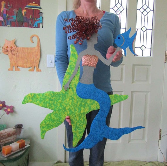 Large Metal Wall Art Mermaid Sculpture Recycled Metal Mermaid