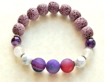 Ultra Violet, Essential Oil Bracelet, Lava Stone, Amethyst, Essential Oils Jewelry, Pantone, Ultra Violet Jewelry, Aromatherapy, Quartz