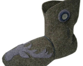 Slippers Booties Boots Slippers Slippers Green deer woll men