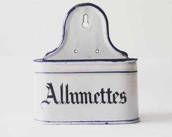 Mother's day French enamelware match box/ French decor /French kitchen / Shabby chic/ French country / French enamel / Rustic/ Easter