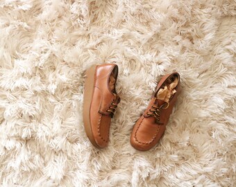 1970's leather platform oxfords / 7.5