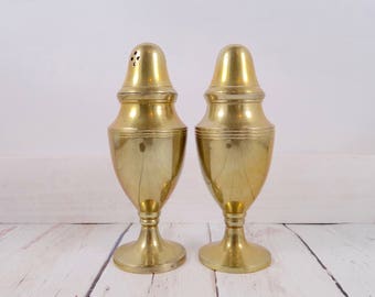 Brass Salt & Pepper shakers,vintage,antique,brass,serving ware,condiments