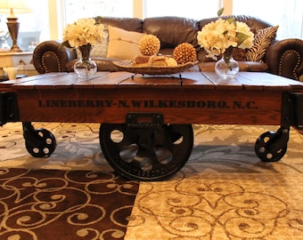 Vintage Restored Lineberry Factory Cart - Coffee Table