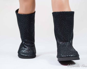 BOOTS in BLACK SUEDE Faux Leather for American Girl or 18 " Doll