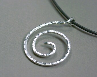 Sterling silver spiral pendant, Simple spiral hammered silver pendant, Hammered circle of life, Hammered necklace, Sterling silver necklace
