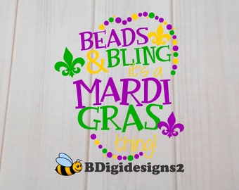 Beads and Bling It's a Mardi Gras Thing Heat Press Transfer