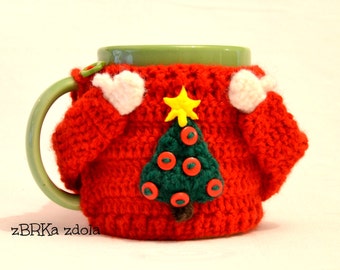 Sweater mug cosy - Crochet Pattern (No. 015), Set of 5 cozy patterns, coffee cozy, crochet cozy pattern, crochet mug cozy pattern, PDF cozy