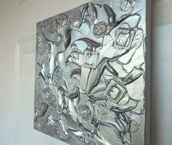 Silver Abstract Art Textured Painting Original Wall Art