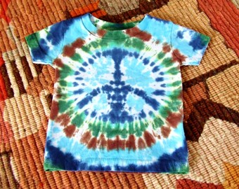 6m Baby Tie Dye T-Shirt - Forest Peace Sign - Ready to Ship