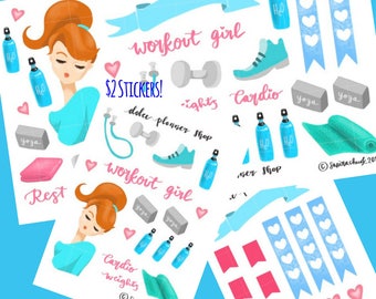 Workout Girl Planner Sticker - Happy Planner/Passion Planner/Filofax/Bullet Journal/Traveler's Notebook/MAMBI Stickers