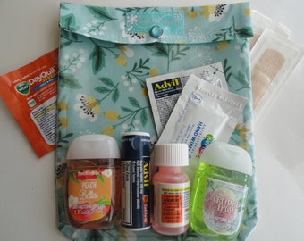 Sage Floral Ouch Pouch Travel Bag Large 6x8 Clear Front First Aid Organizer Purse Car Diaper Baby Shower Favor Mother's Day Gift