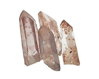 Imperial Quartz Orange and mauve pink Crystal Garden, Hematite in Quartz Crystal Terminated Points, Semiprecious Gemstones