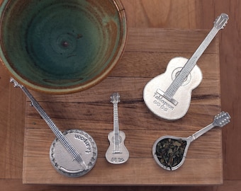 Music Spoons- Americana Measuring Spoons- Guitar, Banjo, Mandolin and Ukulele - Stringed Instruments