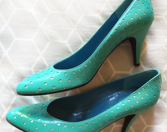 Teal & Silver Pumps - Size 38/39 EU