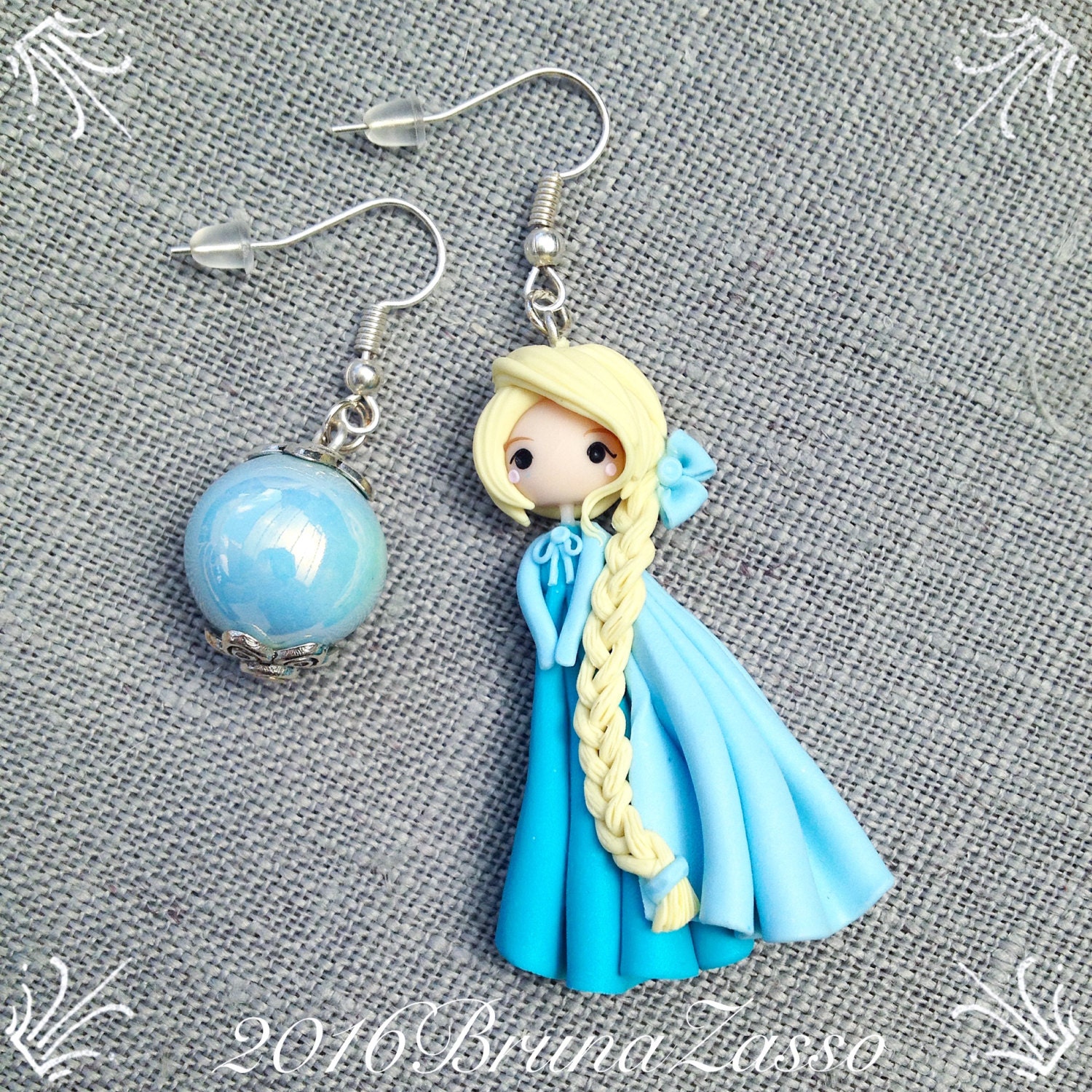 Elsa Earrings Cute Frozen Disney Earrings Fimo Polymer Clay