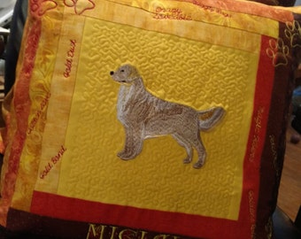 Golden Retriever Custom Embroidered Pillow