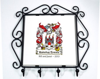Family Crest Coat of Arms Personalised Key Hooks