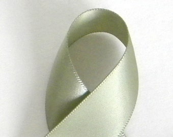 Light Sage Green Double Faced Satin Ribbon, 5 Yards of 7/8" Ribbon, Double Sided