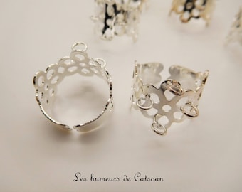 4 rings adjustable flower filigree with 4 eye / flower ring