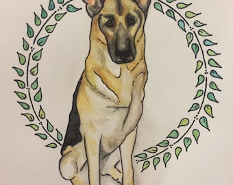 Custom Pet Watercolor 5.5 X 8.5 Custom Made to Order Gift