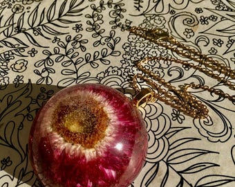 Preserved Strawflower Necklace- Large Bloom