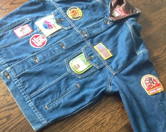 Vintage Marlboro Jean Jacket with Patches Men's Medium Country