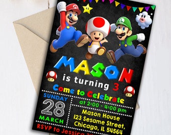 Super Mario Invitation, Super Mario Birthday Invitation, Super Mario Bros Invitation, Super Mario Bros, Super Mario Birthday, Super Mario
