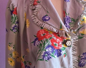 1930's floral rayon blouse