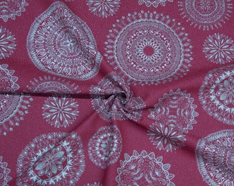 Cotton mixed fabric with ornaments-red/gold