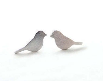Dainty silver bird earrings