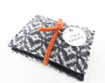 Pocket Hand Warmers GRAY & WHITE Reusable Felted Sweater Wool Handwarmers Rice Bags Ecofriendly Teacher Coworker Kids Gift by WormeWoole