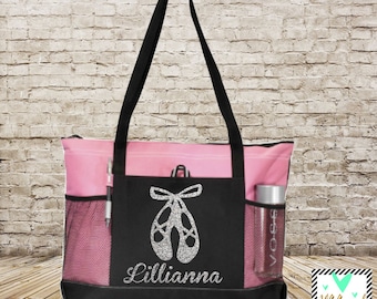 Dance Bag - Dance Tote - Ballet Bag - Personalized Glitter Print Dance Bag - Ballet Bag - Dance Shoe Bag - Danzations