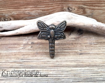 Dragonfly Knob - Cabinet Knob Lighting Bug Dragon Fly Drawer Pull - Cast Iron Knob - Nature Nursery Decor