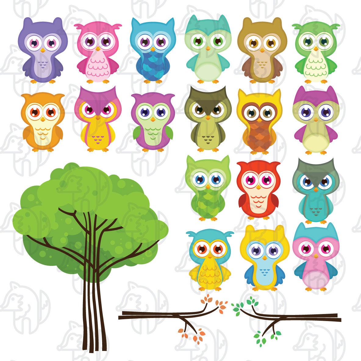 Owl clipart, Owl friends clip art, cute animal, Digital paper, Instant ...