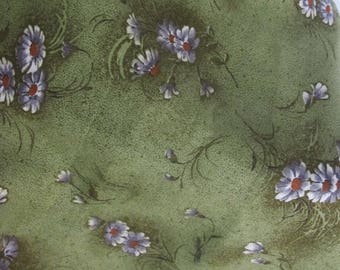 Retro Fabric, Green Cotton Fabric, Vintage Fabric, Floral Chamomile, Quilting, Flowers Fabric, Craft Fabric by the Yard