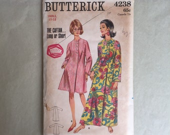 Vintage 60's Dress Pattern, Caftan Dress, Caftan Pattern, Butterick 4238, Size SMALL, Swim Coverup, Maxidress, Mod, Mad Men Style