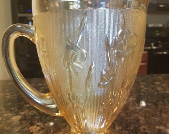 Iris and herrinbone footed vase