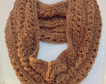 Raw silk Infinity Scarf, Eco Friendly silk scarf, Brown Silk circle Scarf, Eco Friendly Gift, Handmade GiftSilk Circle Scarf in warm brown