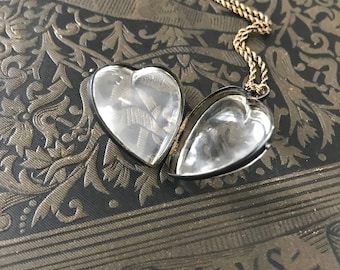 Antique Victorian Pools of Light Glass Heart Locket