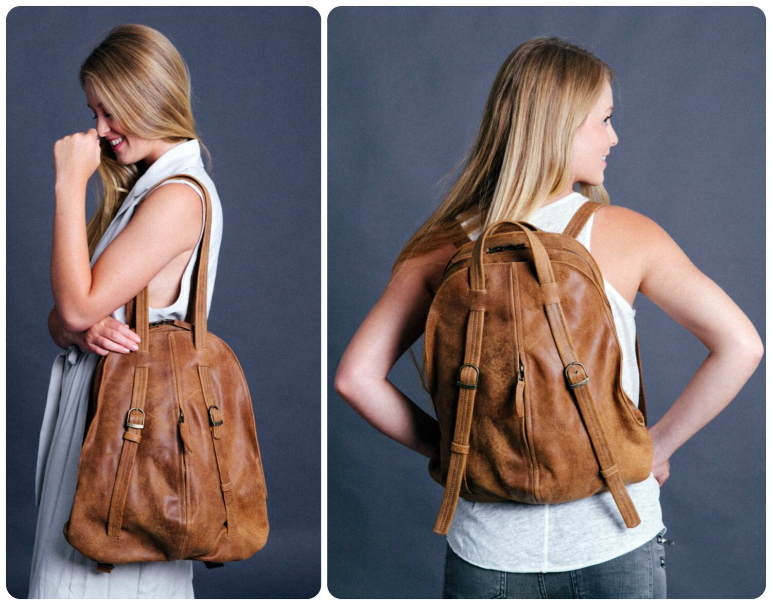 Leather Backpack Laptop Backpack Convertible Backpack