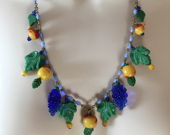 Vintage Czech Glass Fruit Necklace Fruit Salad Necklace by Lucy Isaacs