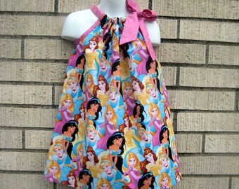 Disney princesses all over Pillowcase Dress, Sizes 3M up to 7 years