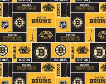 NHL BOSTON BRUINS Patchwork Hockey 100% cotton fabric material you choose length licensed for Crafts, Quilts, clothing and Home Decor