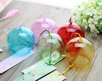 2 pieces 8*7cm JAPANESE Traditional Glass Furin wind Bell wind Chime windbell lucid transparent for DIY