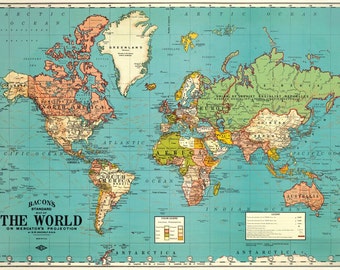 Vintage Look World Map Gift Wrap or Poster by Cavallini